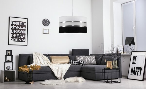 Lampadario a sospensione con filo CORAL 1xE27/60W/230V bianco e nero