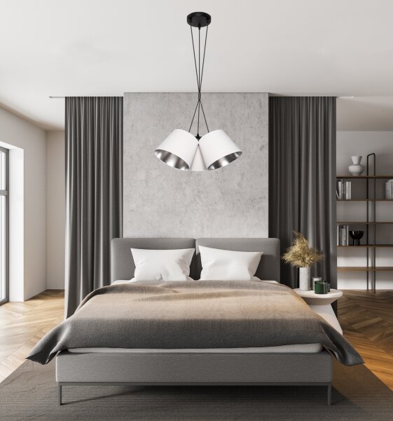 Lampadario su corda ZOMA 3xE27/60W/260V bianco/cromato lucido