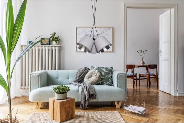 Lampadario su corda ZOMA 3xE27/60W/260V grigio/cromato lucido
