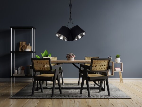 Lampadario su corda ZOMA 3xE27/60W/260V nero/cromo lucido