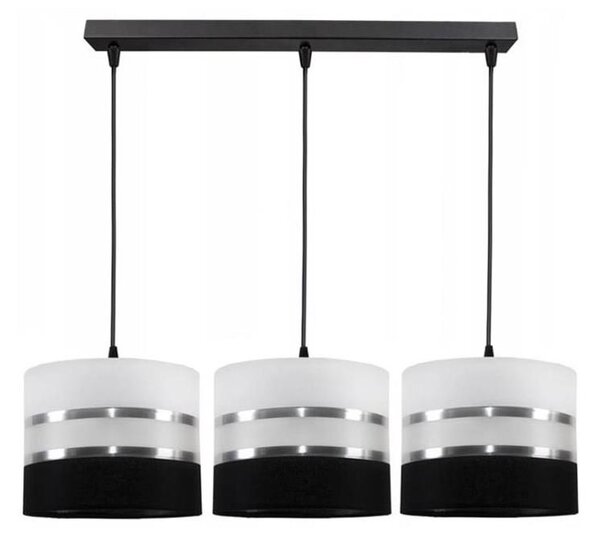 Lampadario a sospensione con filo CORAL 3xE27/60W/230V bianco e nero