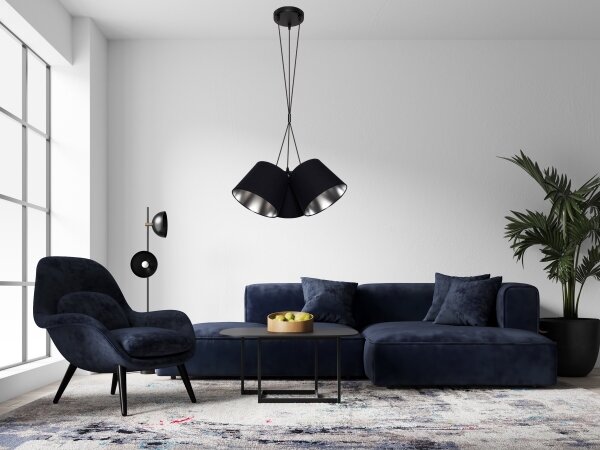 Lampadario su corda ZOMA 3xE27/60W/260V nero/cromo lucido