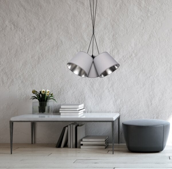 Lampadario su corda ZOMA 3xE27/60W/260V grigio/cromato lucido