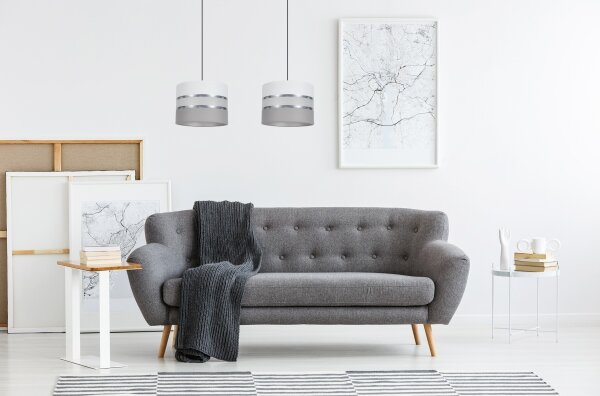 Lampadario su corda CORAL 2xE27/60W/230V bianco/grigio