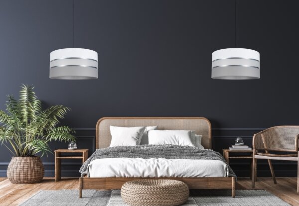 Lampadario su corda CORAL 1xE27/60W/230V d. 40 cm bianco/grigio