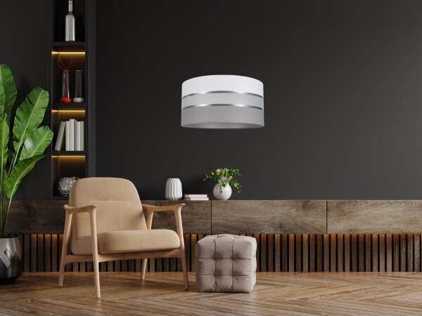 Lampadario su corda CORAL 1xE27/60W/230V d. 40 cm bianco/grigio