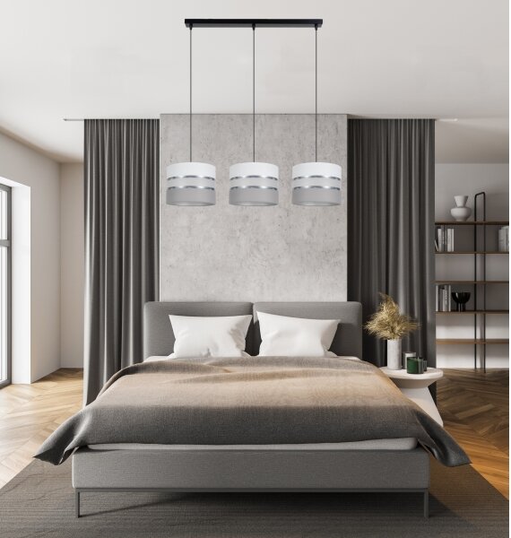 Lampadario su corda CORAL 3xE27/60W/230V bianco/grigio