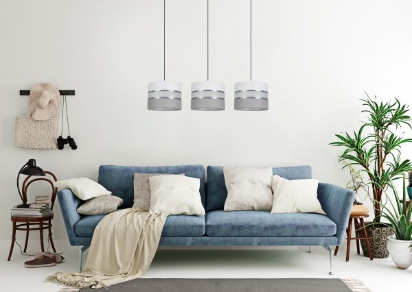Lampadario su corda CORAL 3xE27/60W/230V bianco/grigio