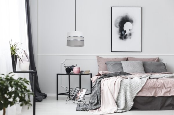 Lampadario su corda CORAL 1xE27/60W/230V d. 20 cm bianco/grigio