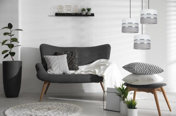 Lampadario su corda CORAL 3xE27/60W/230V bianco/grigio