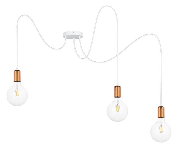 Lampadario a sospensione con filo MIROS 3xE27/60W/230V ragno bianco/rame