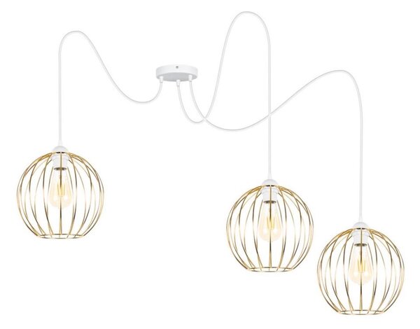 Lampadario a sospensione con filo MATT 3xE27/60W/230V ragno bianco/oro