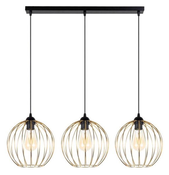 Lampadario a sospensione con filo MATT 3xE27/60W/230V nero/oro