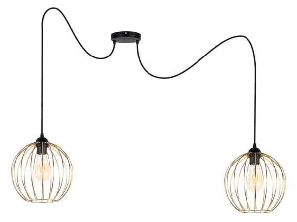 Lampadario a sospensione con filo MATT 2xE27/60W/230V ragno nero/oro