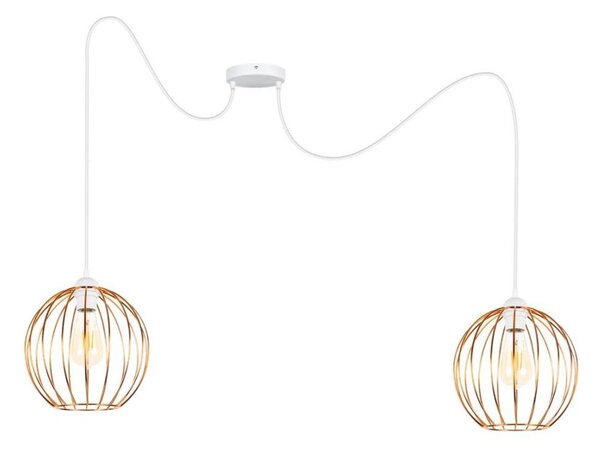 Lampadario a sospensione con filo MATT 2xE27/60W/230V ragno bianco/rame