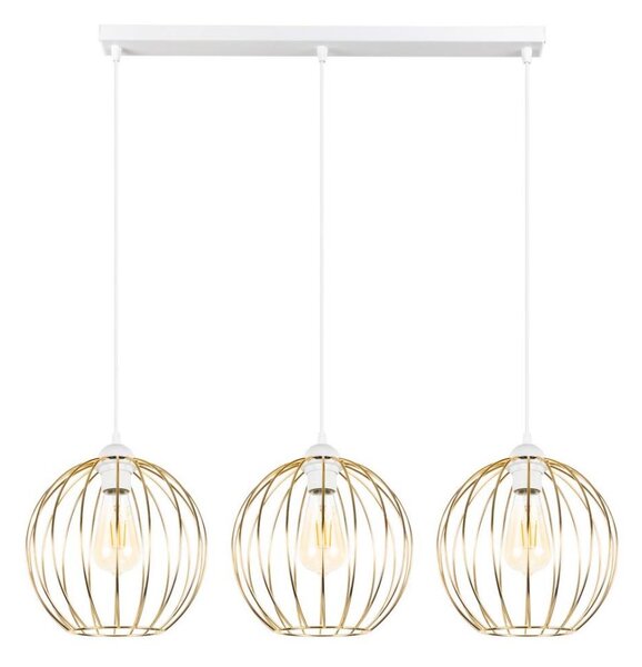 Lampadario a sospensione con filo MATT 3xE27/60W/230V bianco/oro
