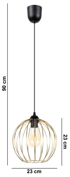 Lampadario a sospensione con filo MATT 1xE27/60W/230V nero/oro