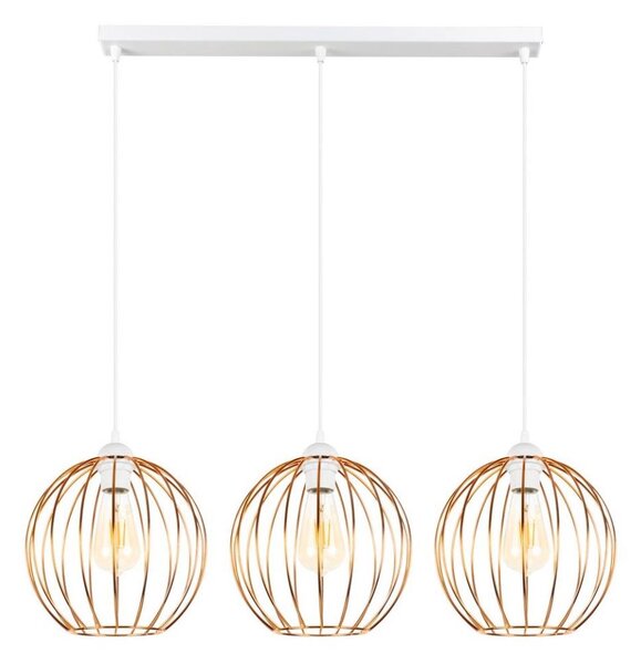 Lampadario a sospensione con filo MATT 3xE27/60W/230V bianco/rame