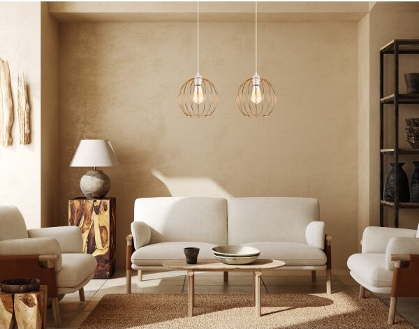 Lampadario a sospensione con filo MATT 2xE27/60W/230V bianco/rame