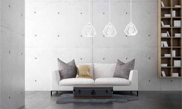 Lampadario a sospensione con filo CEED 3xE27/60W/230V bianco