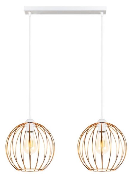 Lampadario a sospensione con filo MATT 2xE27/60W/230V bianco/rame