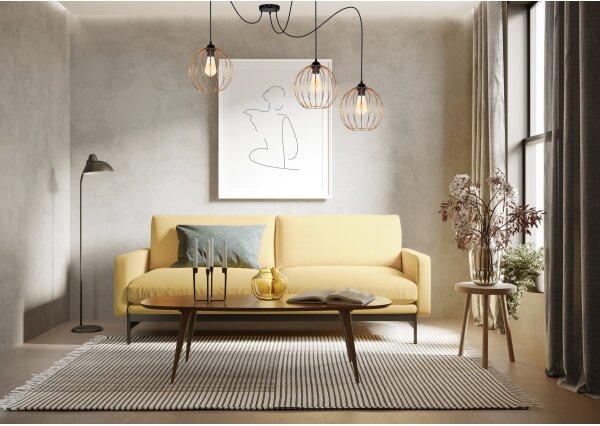 Lampadario a sospensione con filo MATT 3xE27/60W/230V ragno nero/rame