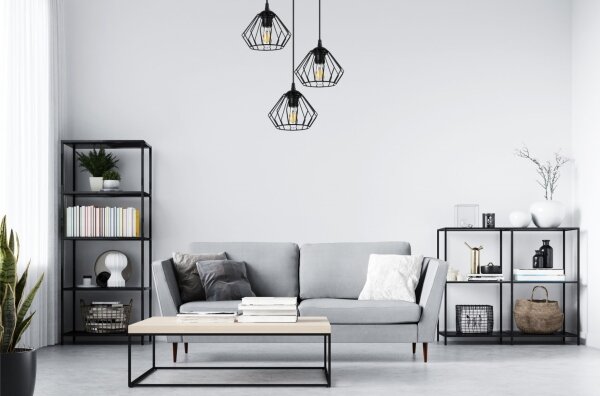 Lampadario a sospensione con filo CEED 3xE27/60W/230V nero
