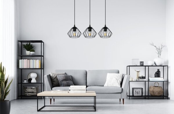 Lampadario a sospensione con filo CEED 3xE27/60W/230V nero