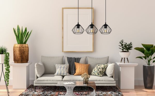 Lampadario a sospensione con filo CEED 3xE27/60W/230V nero