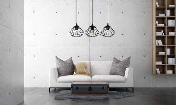 Lampadario a sospensione con filo CEED 3xE27/60W/230V nero
