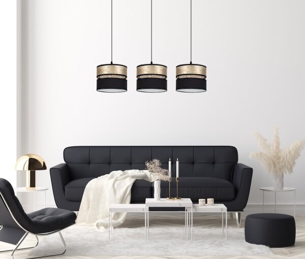 Lampadario a sospensione con filo LIMA 3xE27/60W/230V oro/nero