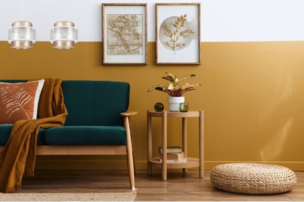 Lampadario a sospensione con filo GABI 2xE27/60W/230V oro/bianco