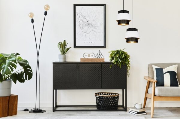 Lampadario a sospensione con filo NESS 2xE27/60W/230V diametro 30 cm nero/bianco