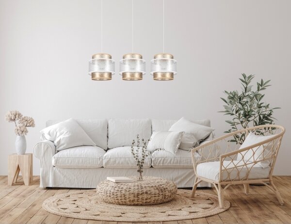 Lampadario a sospensione con filo GABI 3xE27/60W/230V oro/bianco