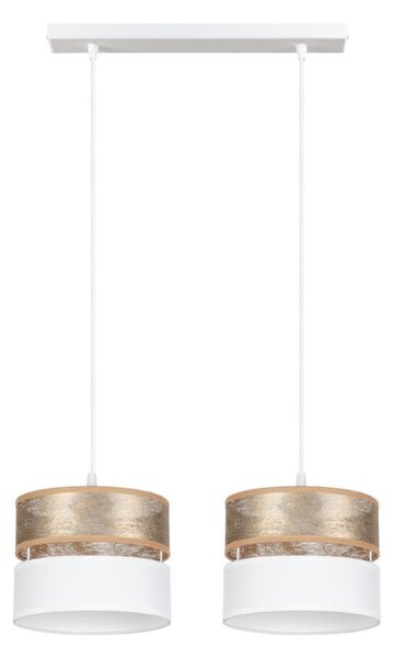 Lampadario a sospensione con filo LIMA 2xE27/60W/230V oro/bianco