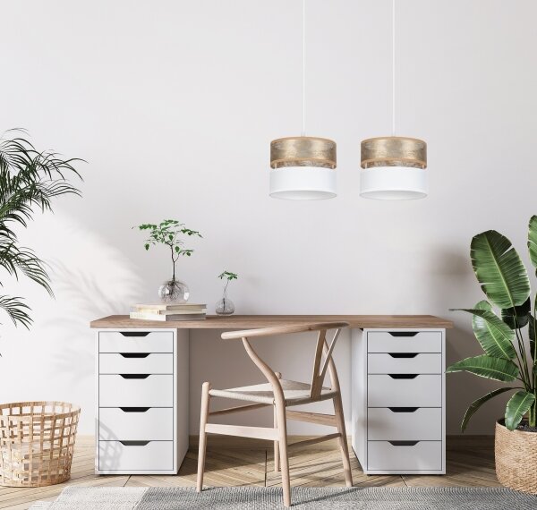 Lampadario a sospensione con filo LIMA 2xE27/60W/230V oro/bianco