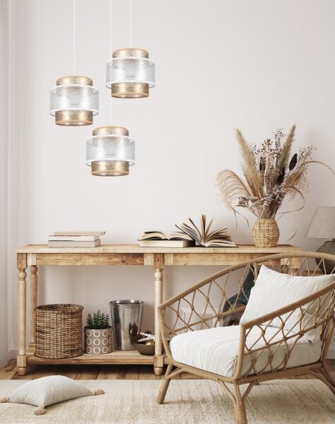 Lampadario a sospensione con filo GABI 3xE27/60W/230V oro/bianco diametro 45 cm
