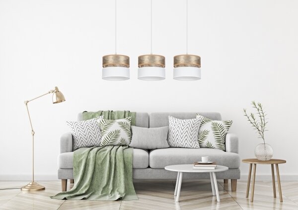 Lampadario a sospensione con filo LIMA 3xE27/60W/230V oro/bianco