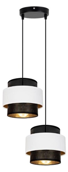 Lampadario a sospensione con filo NESS 2xE27/60W/230V diametro 30 cm nero/bianco