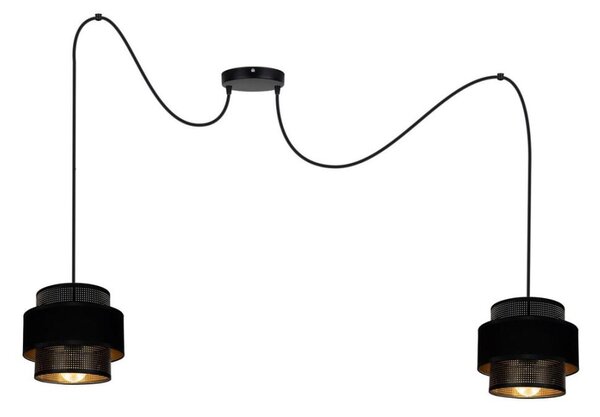 Lampadario a sospensione con filo NESS 2xE27/60W/230V ragno nero