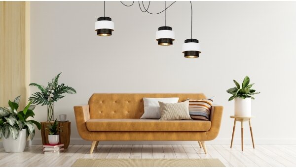 Lampadario a sospensione con filo NESS 3xE27/60W/230V ragno nero/bianco