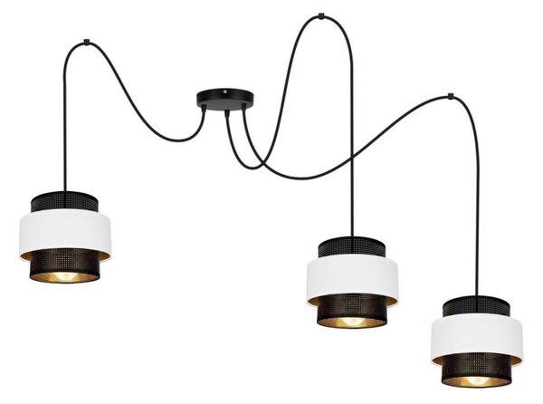 Lampadario a sospensione con filo NESS 3xE27/60W/230V ragno nero/bianco
