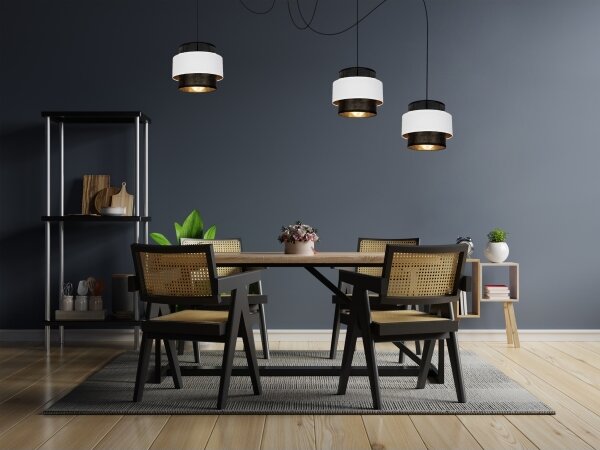 Lampadario a sospensione con filo NESS 3xE27/60W/230V ragno nero/bianco