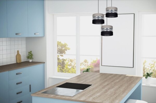 Lampadario a sospensione con filo CORAL 3xE27/60W/230V nero/grigio/cromo diametro 45 cm