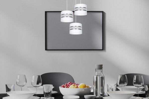 Lampadario a sospensione con filo CORAL 3xE27/60W/230V bianco/cromo diametro 45 cm