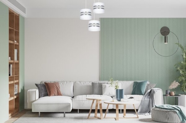 Lampadario a sospensione con filo CORAL 3xE27/60W/230V bianco/cromo diametro 45 cm