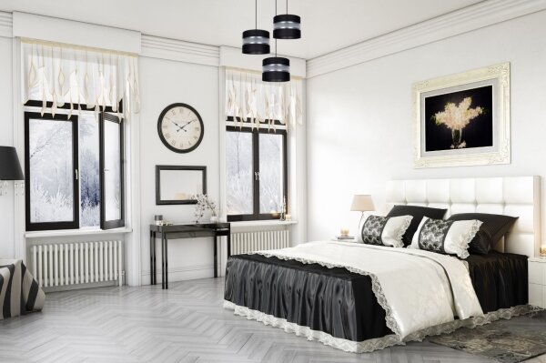 Lampadario a sospensione con filo CORAL 3xE27/60W/230V nero/cromo diametro 45 cm