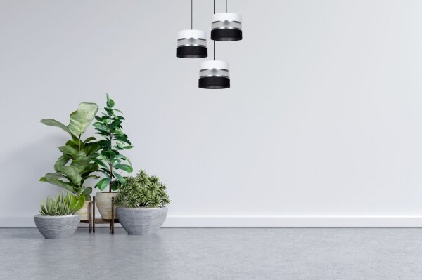 Lampadario a sospensione con filo CORAL 3xE27/60W/230V nero/bianco/cromo diametro 45 cm