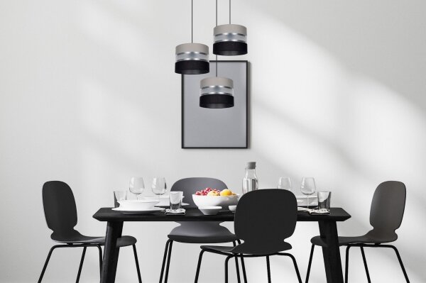 Lampadario a sospensione con filo CORAL 3xE27/60W/230V nero/grigio/cromo diametro 45 cm