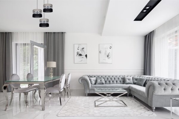 Lampadario a sospensione con filo CORAL 3xE27/60W/230V nero/grigio/cromo diametro 45 cm
